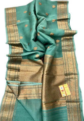 Kora Organza Banarasi Saree - Sea Green - Saree - Aakritee - S10570